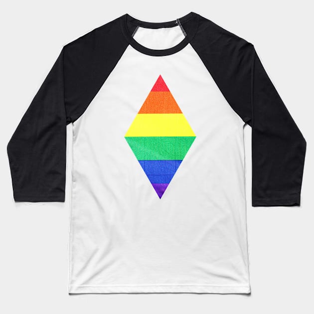 Minimalistic - Diamond Rainbow Baseball T-Shirt by Dabejo